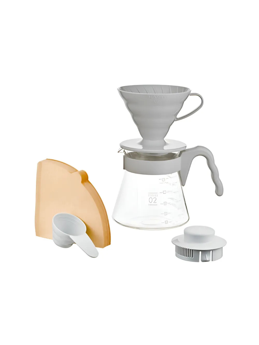 KIT COADOR HARIO V60 CINZA CLARO